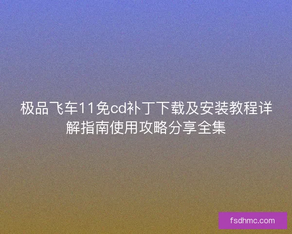 极品飞车11免cd补丁下载及安装教程详解指南使用攻略分享全集
